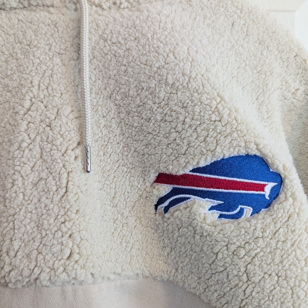 NFL Buffalo Bills Cream Hoodie with Blue and Red Logo - Picture 4 of 16